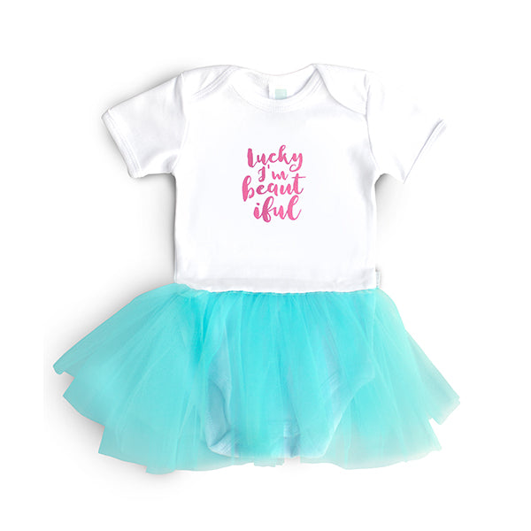 Lucky I'm beautiful 100% cotton onesie