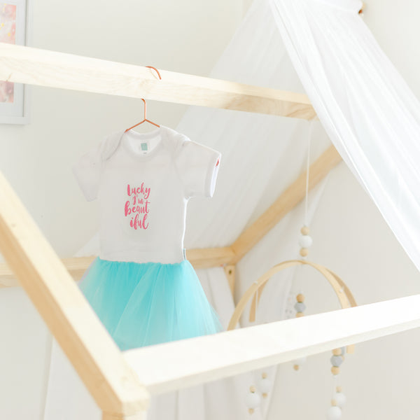 Lucky I'm beautiful 100% cotton onesie