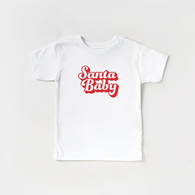 Red Santa Baby printed on t-shirt for toddler