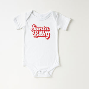 Santa Baby printed on a baby onesie
